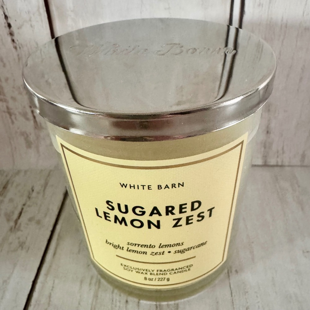 White Barn Sugared Lemon Zest Single Wick Candle 8 oz Bath & Body Works NIB